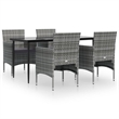 vidaXL 5 Piece Garden Dining Set in Gray/Black