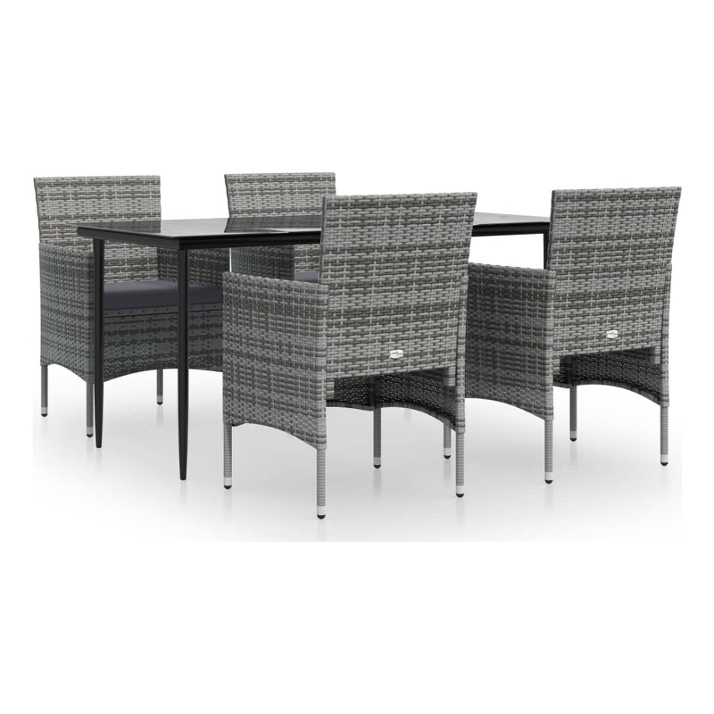 vidaXL 5 Piece Garden Dining Set in Gray/Black
