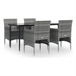 vidaXL 5 Piece Garden Dining Set in Gray/Black