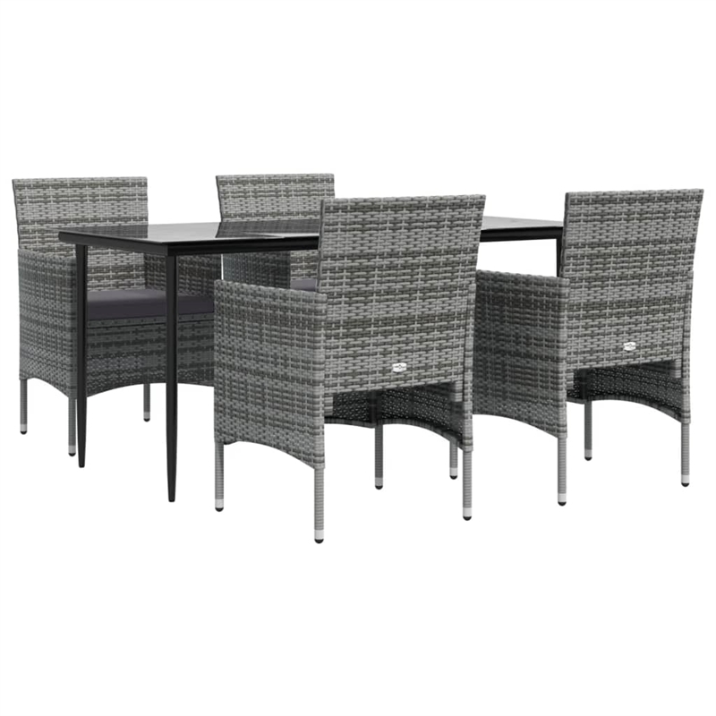 vidaXL 5 Piece Garden Dining Set in Gray/Black