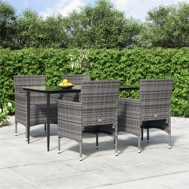 vidaXL 5 Piece Garden Dining Set in Gray/Black