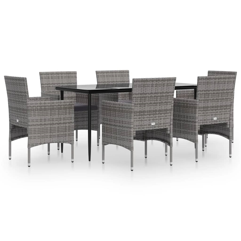 vidaXL Garden Dining Set in Gray and Black