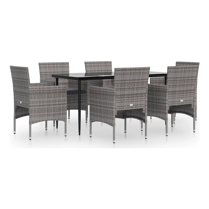 vidaXL Garden Dining Set in Gray and Black