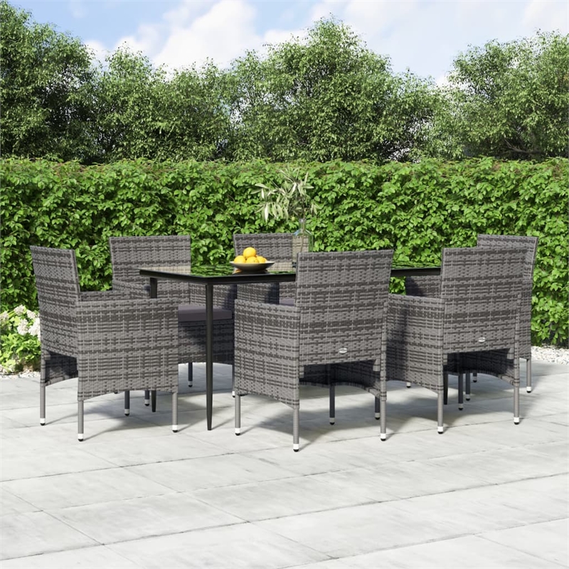 vidaXL Garden Dining Set in Gray and Black