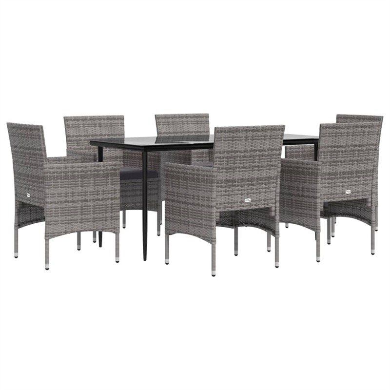 vidaXL Garden Dining Set in Gray and Black