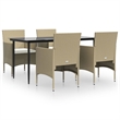 vidaXL Garden Dining Set in Beige and Black