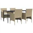 vidaXL Garden Dining Set in Beige and Black
