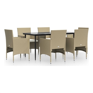 vidaXL Garden Dining Set in Beige and Black