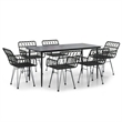 vidaXL Steel & Tempered Glass Garden Dining Set in Black