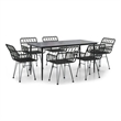 vidaXL Steel & Tempered Glass Garden Dining Set in Black