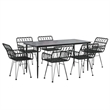vidaXL Steel & Tempered Glass Garden Dining Set in Black