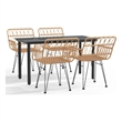 vidaXL Polyethylene Rattan & Steel Medium Garden Dining Set in Black/Brown