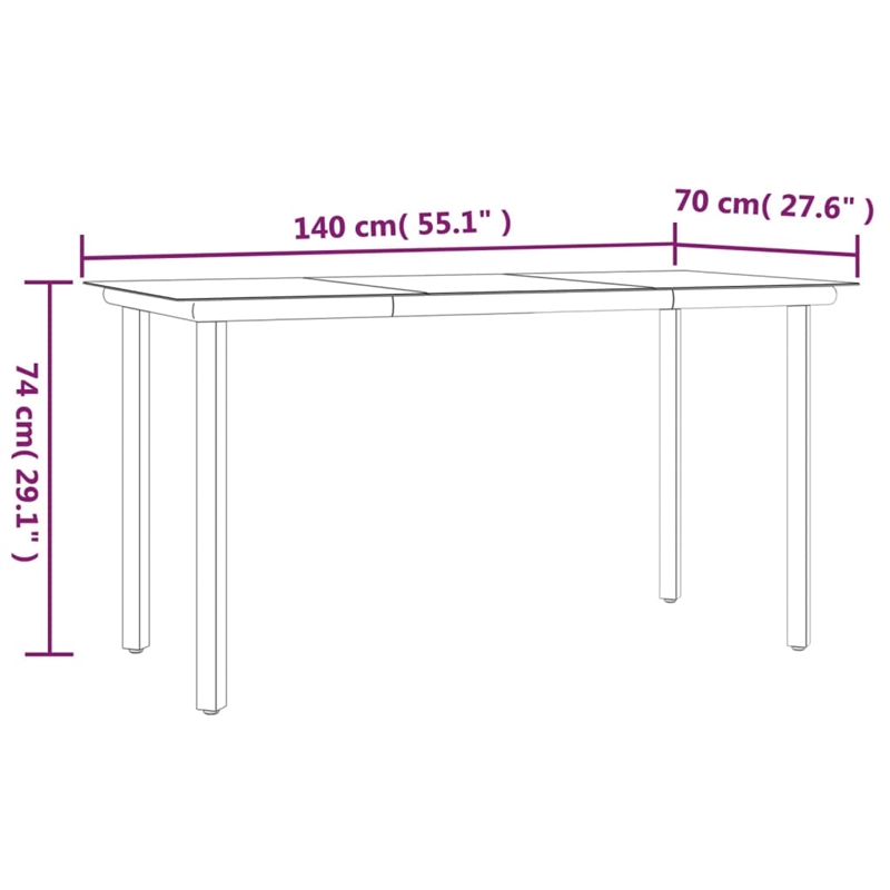 vidaXL Polyethylene Rattan & Steel Medium Garden Dining Set in Black/Brown