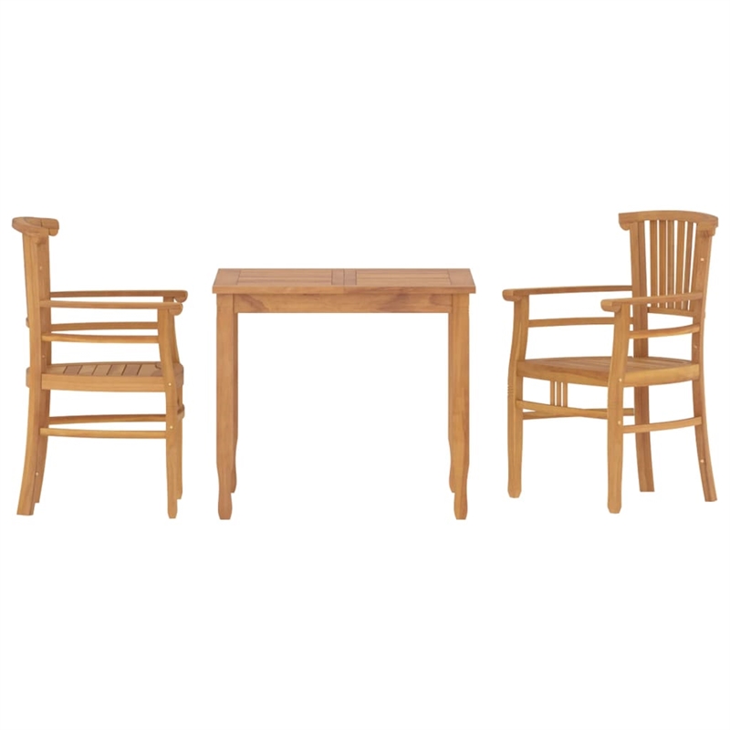 vidaXL Solid Teak Wood Medium Ergonomic Garden Dining Set in Brown