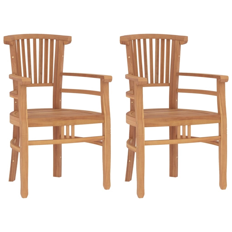 vidaXL Solid Teak Wood Medium Ergonomic Garden Dining Set in Brown