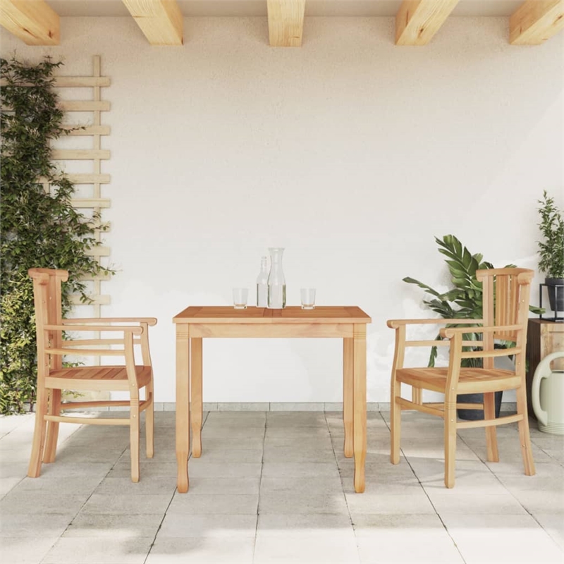 vidaXL Solid Teak Wood Medium Ergonomic Garden Dining Set in Brown