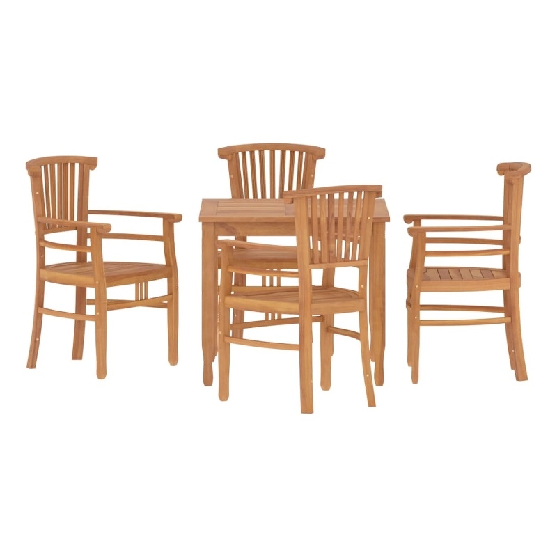 vidaXL Solid Teak Wood Medium Durable Garden Dining Set in Brown