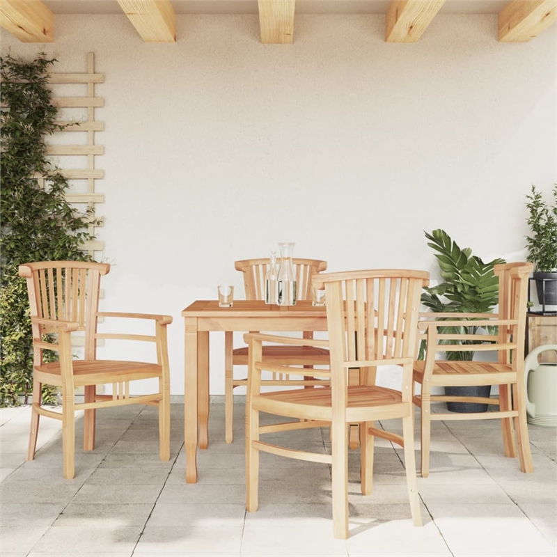 vidaXL Solid Teak Wood Medium Durable Garden Dining Set in Brown