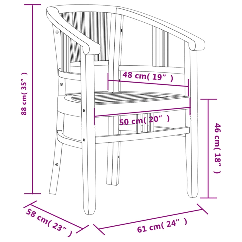 vidaXL Teak Wood Medium Durable Garden Dining Set in Brown