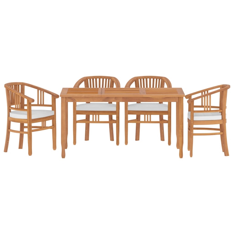 vidaXL Patio Dining Set Teak Wood/Cream White - Set of 4