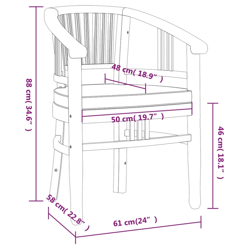 vidaXL Patio Dining Set Teak Wood/Cream White - Set of 4