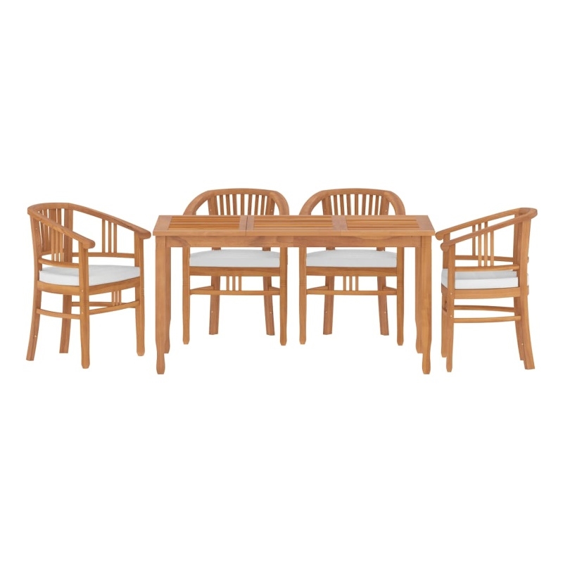 vidaXL Patio Dining Set Teak Wood/Cream White - Set of 4
