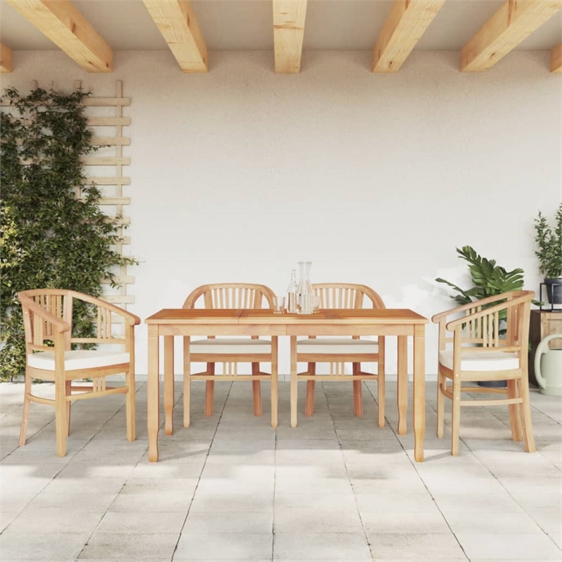 vidaXL Patio Dining Set Teak Wood/Cream White - Set of 4
