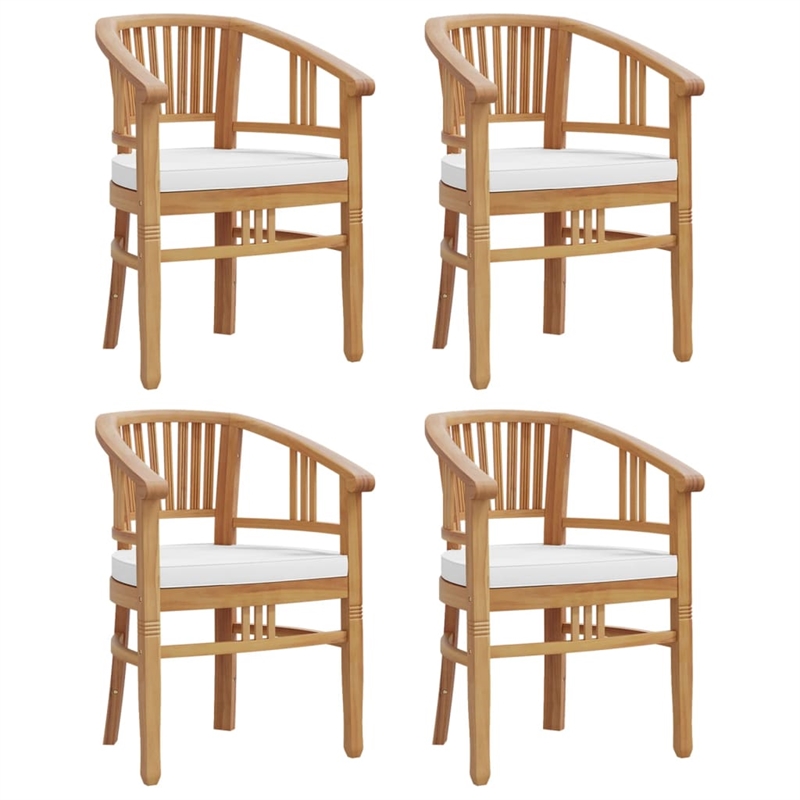 vidaXL Patio Dining Set Teak Wood/Cream White - Set of 4