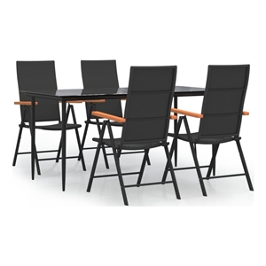vidaXL Garden Dining Set in Black and Brown