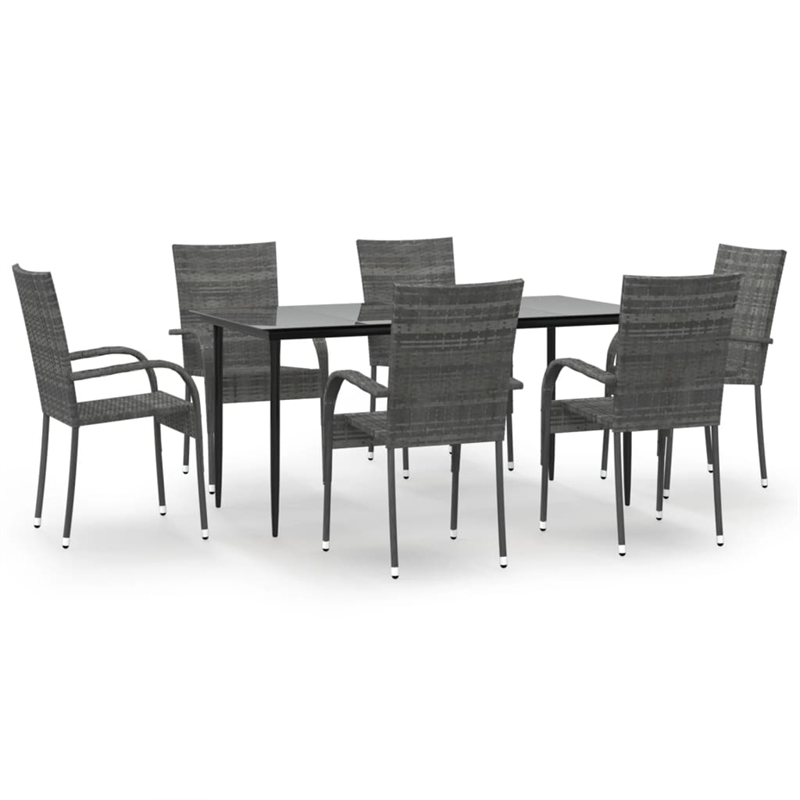vidaXL 7 Piece Garden Dining Set in Gray/Black