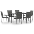 vidaXL 7 Piece Garden Dining Set in Gray/Black