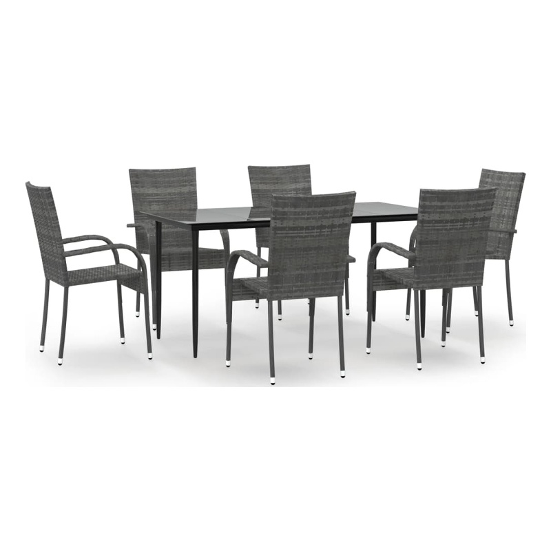vidaXL 7 Piece Garden Dining Set in Gray/Black