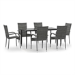 vidaXL 7 Piece Garden Dining Set in Gray/Black
