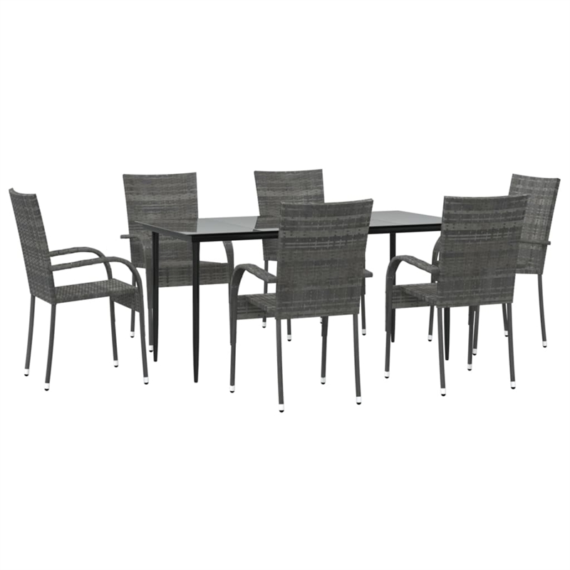 vidaXL 7 Piece Garden Dining Set in Gray/Black