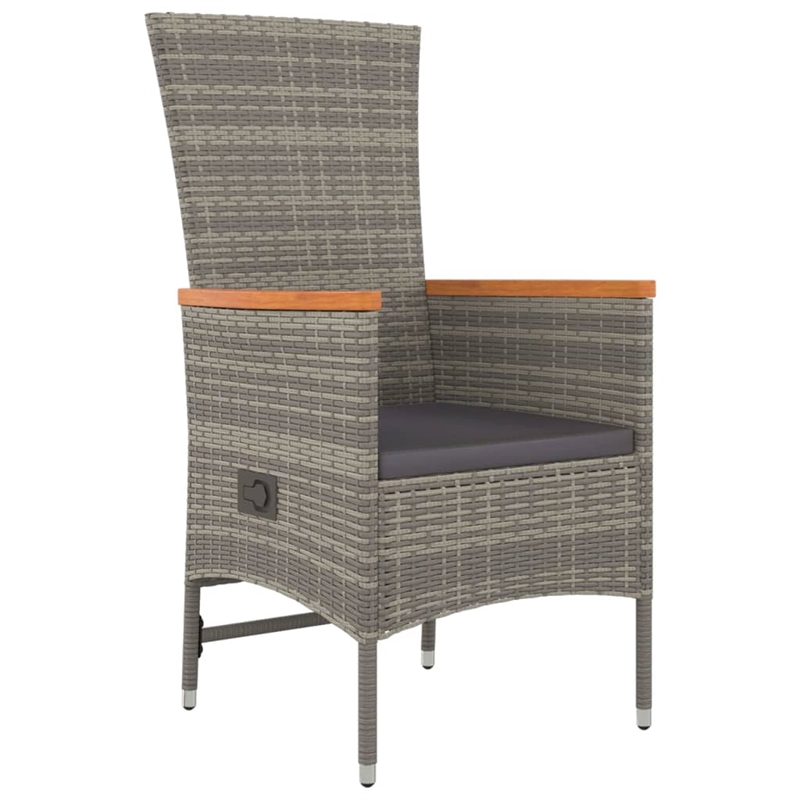 vidaXL Powder-Coated Steel & Acacia Wood Garden Dining Set in Gray