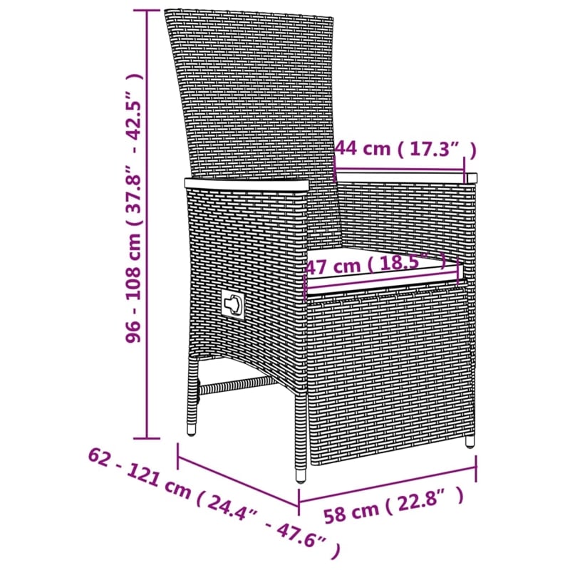 vidaXL 9 Piece Garden Patio Dining Set in Gray