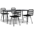 vidaXL Steel 5 Piece Set Durable Garden Dining Set in Black