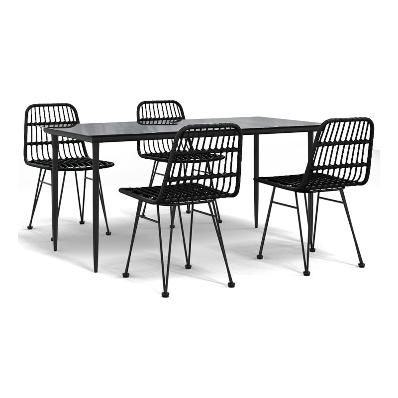 vidaXL Steel 5 Piece Set Durable Garden Dining Set in Black