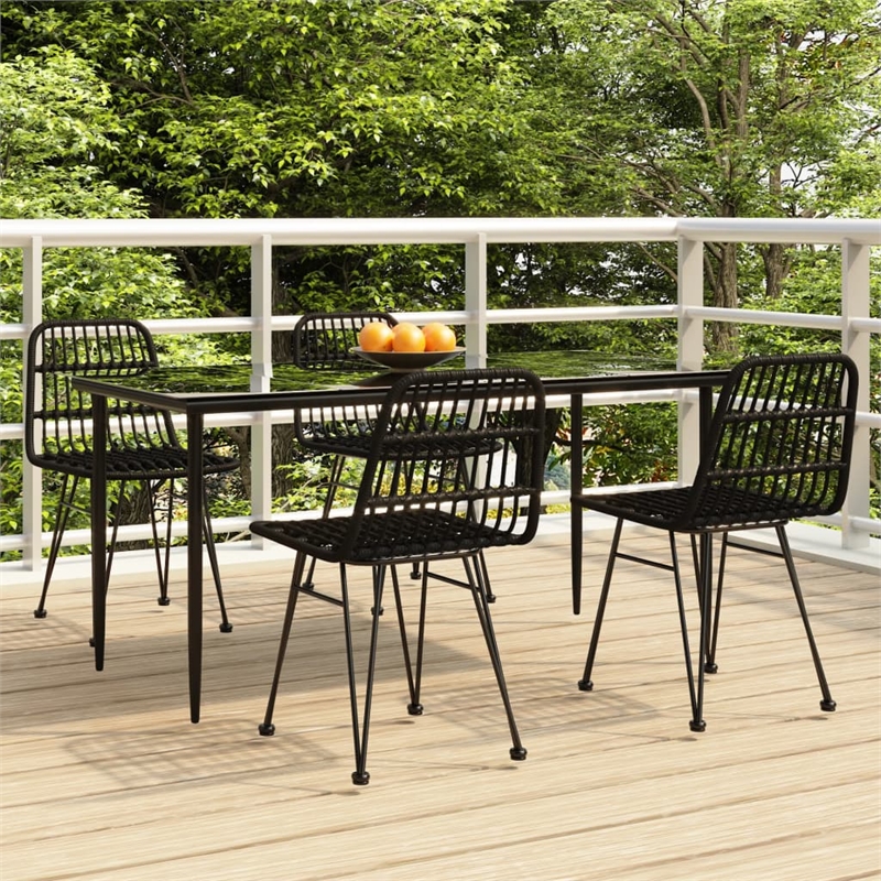vidaXL Steel 5 Piece Set Durable Garden Dining Set in Black