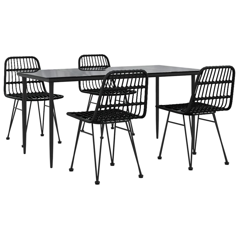 vidaXL Steel 5 Piece Set Durable Garden Dining Set in Black