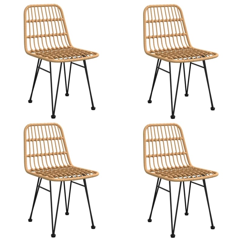 vidaXL 5 Seat Poly Rattan Standard Garden Dining Set in Black