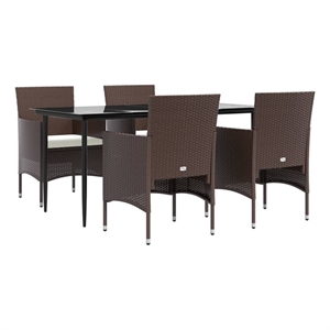 vidaXL Garden Dining Set in Brown and Black