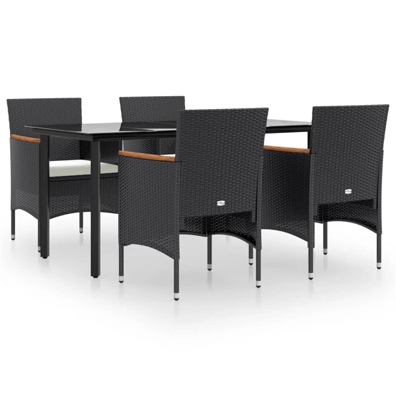 vidaXL Garden Dining Set in Black/Cream White