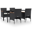 vidaXL Garden Dining Set in Black/Cream White