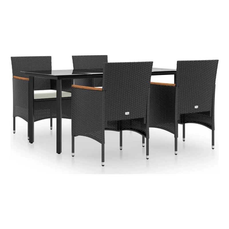 vidaXL Garden Dining Set in Black/Cream White