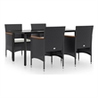 vidaXL Garden Dining Set in Black/Cream White