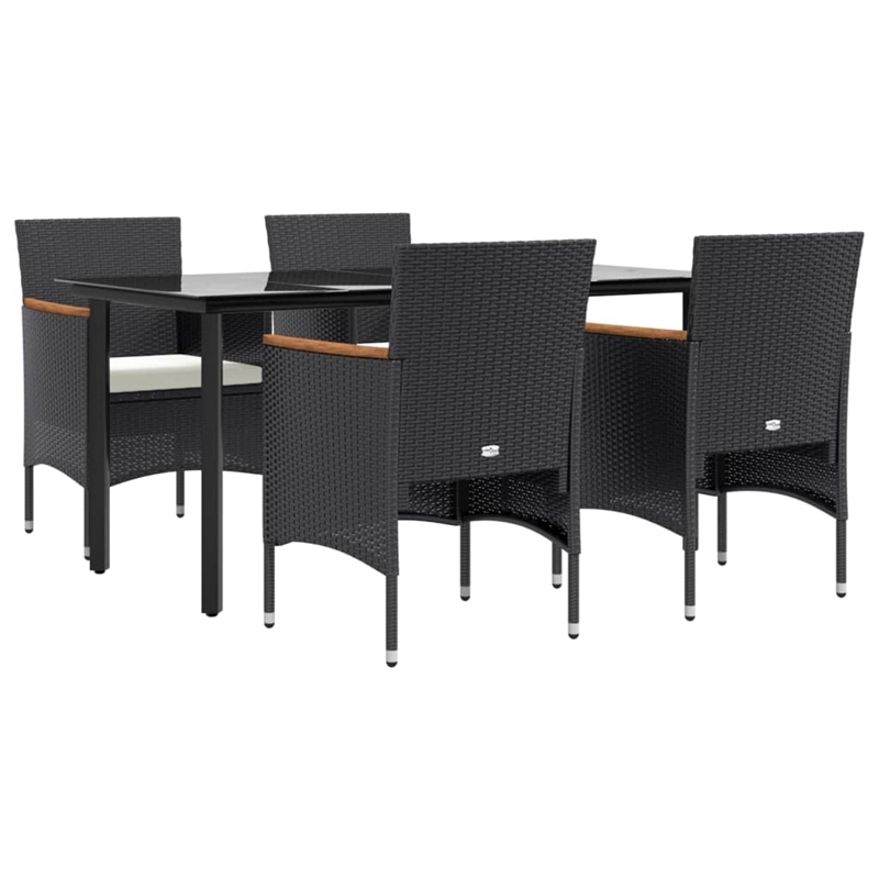 vidaXL Garden Dining Set in Black/Cream White