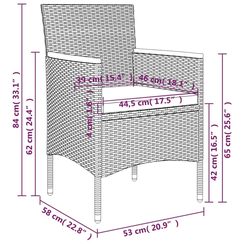 vidaXL Garden Dining Set in Black/Cream White