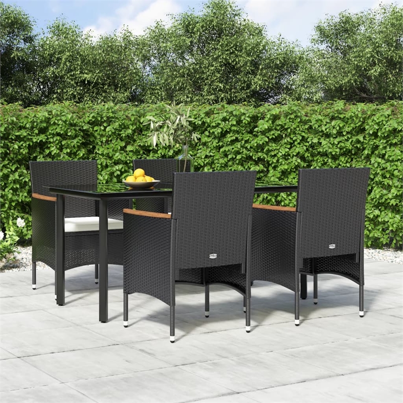 vidaXL Garden Dining Set in Black/Cream White