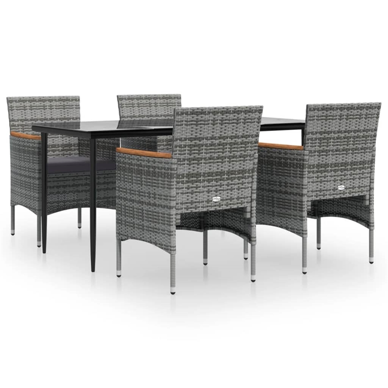 vidaXL Garden Dining Set in Gray and Black